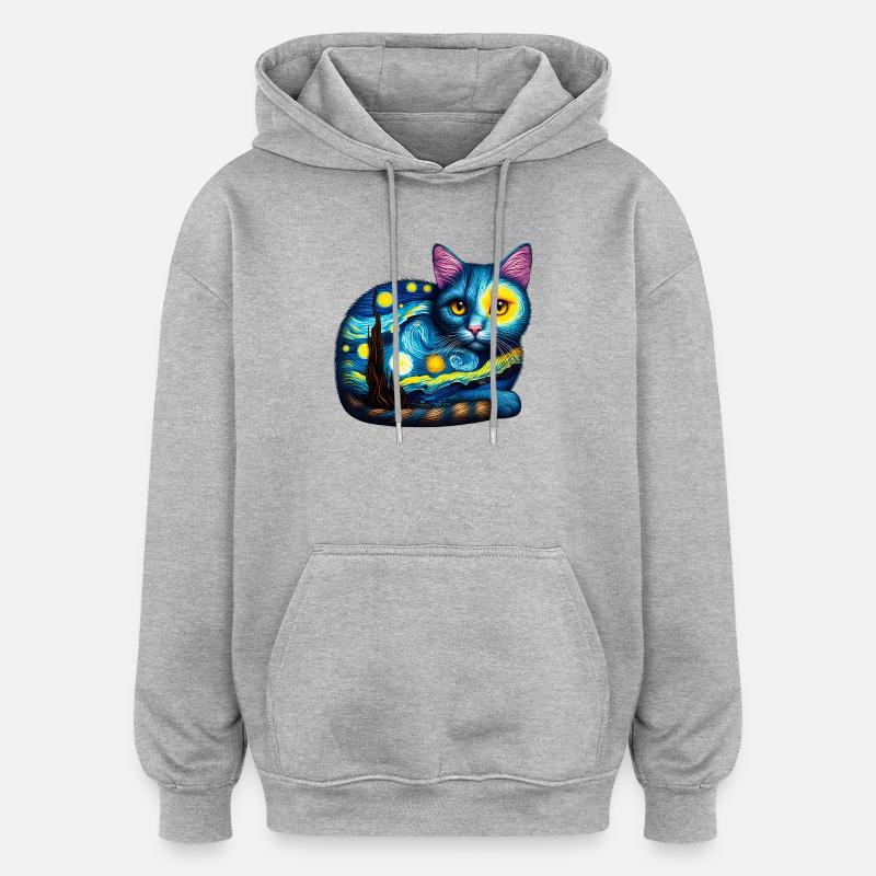 Katze - Oversized Unisex Hoodie - Grau meliert