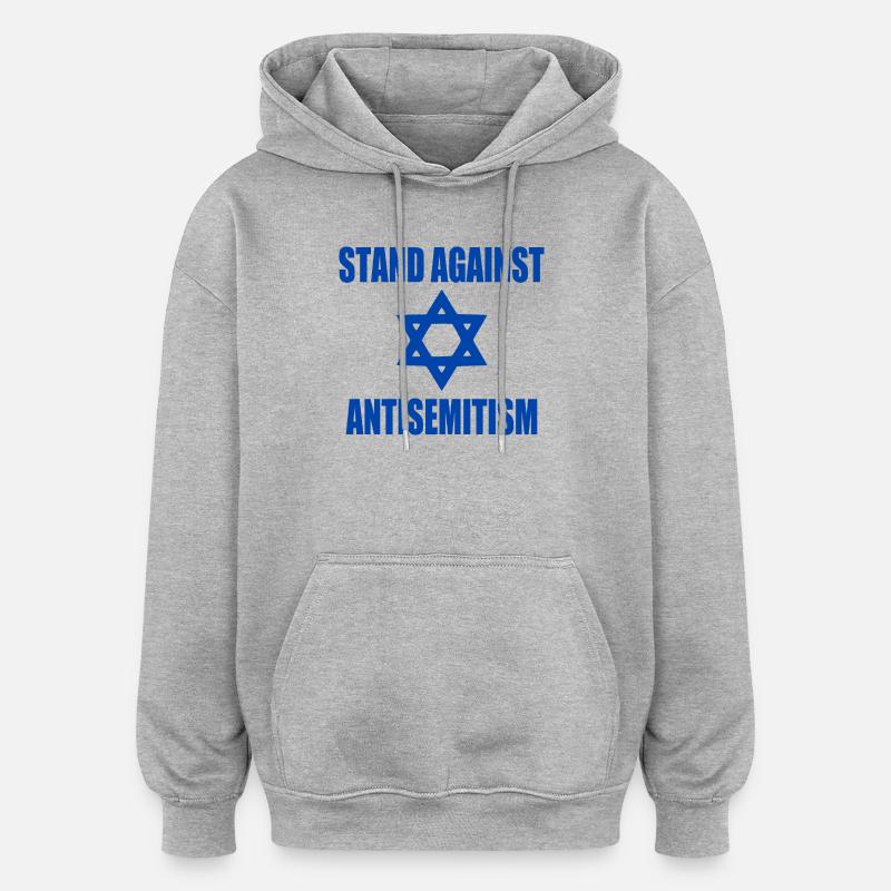 stand against antisemitism - Sweat à capuche oversize unisexe - gris chiné