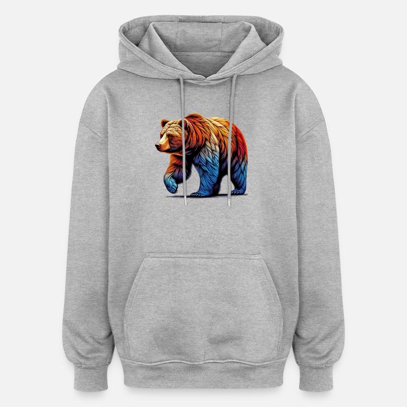 Ours - Sweat à capuche oversize unisexe - gris chiné