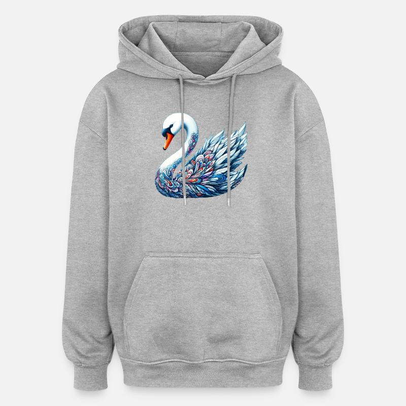 Schwan - Oversized Unisex Hoodie - Grau meliert