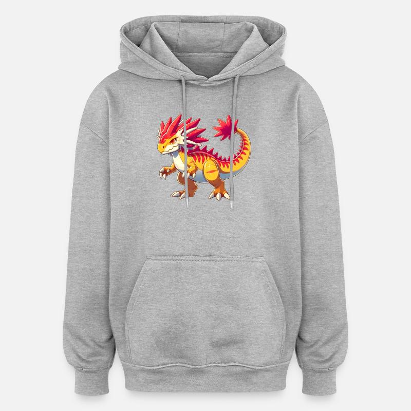 Dinosaure - Sweat à capuche oversize unisexe - gris chiné
