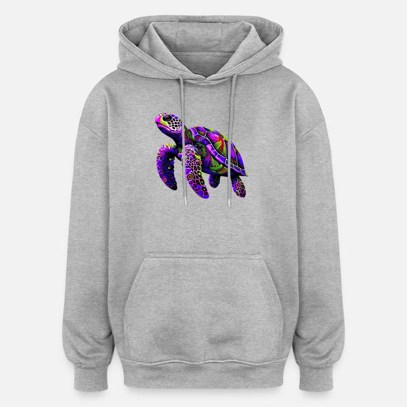 Tortue - Sweat à capuche oversize unisexe - gris chiné