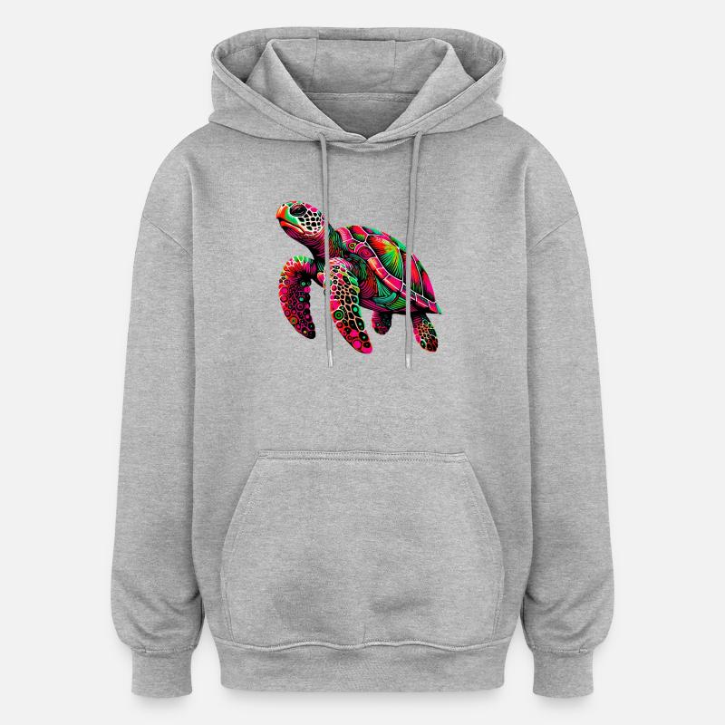 Tortue - Sweat à capuche oversize unisexe - gris chiné