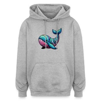 Wal - Oversized Unisex Hoodie - Grau meliert - Vorne - Noah (186cm)