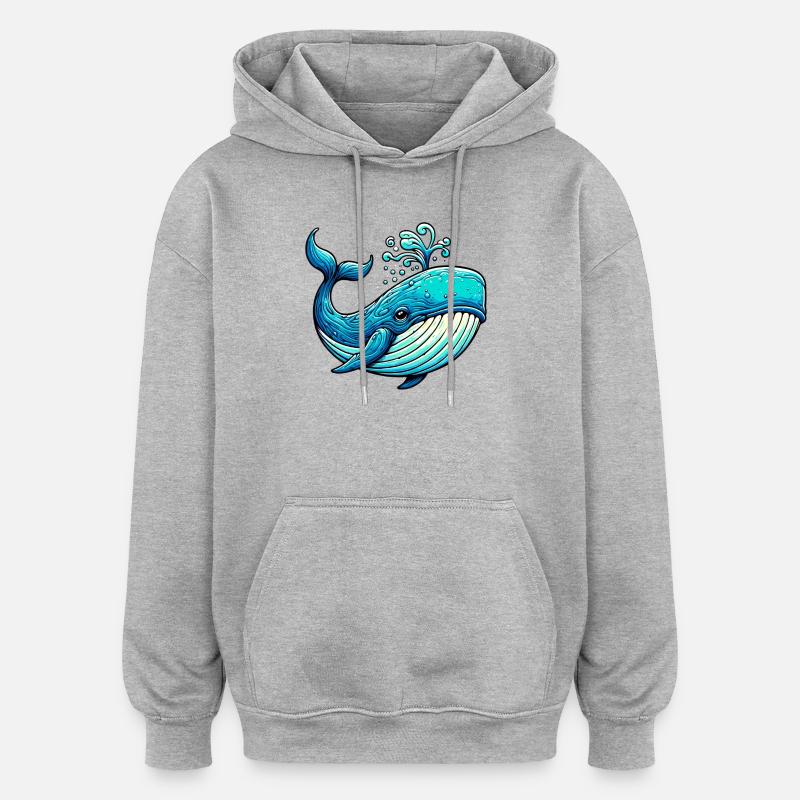 Baleine - Sweat à capuche oversize unisexe - gris chiné