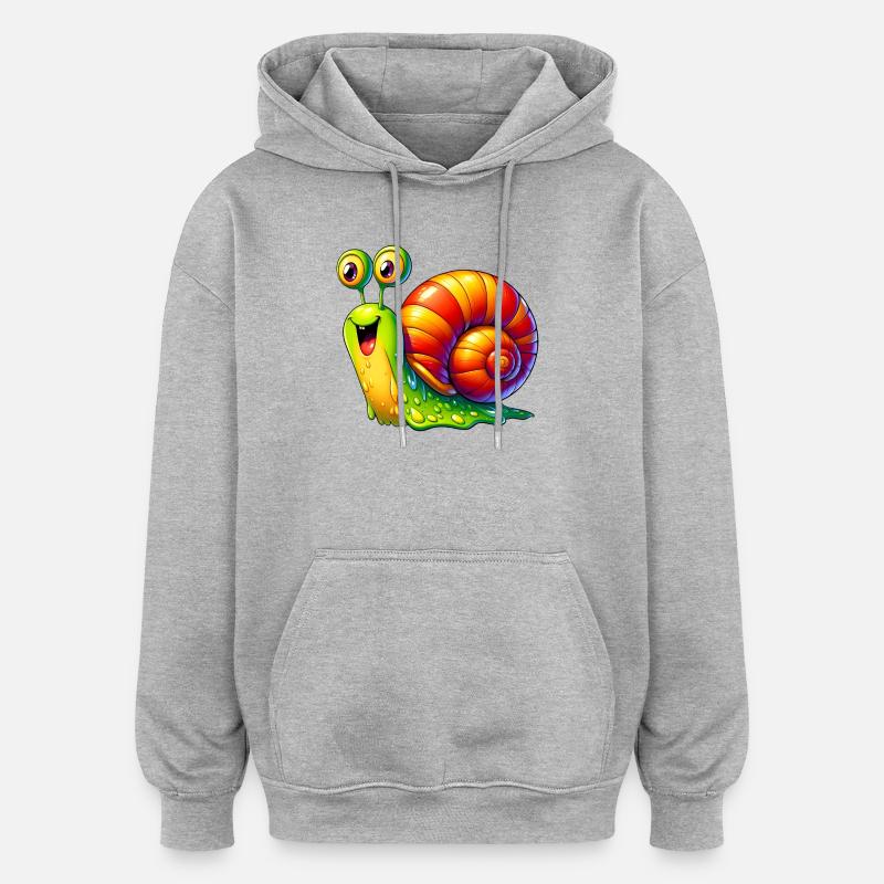 Escargot - Sweat à capuche oversize unisexe - gris chiné