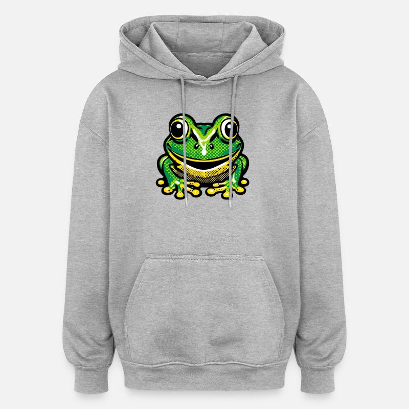 Grenouille - Sweat à capuche oversize unisexe - gris chiné