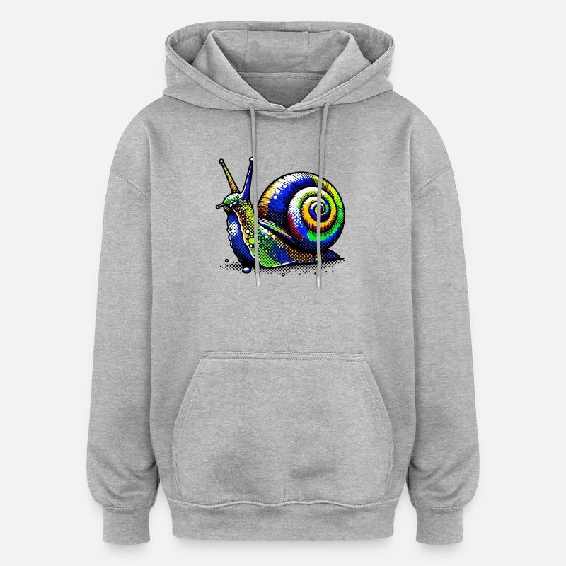 Escargot - Sweat à capuche oversize unisexe - gris chiné