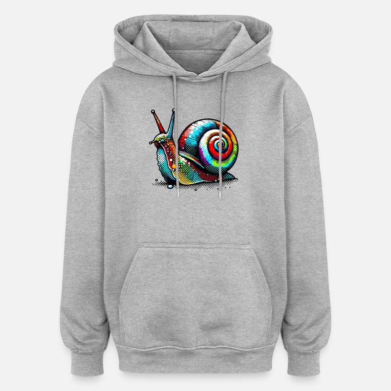Escargot - Sweat à capuche oversize unisexe - gris chiné
