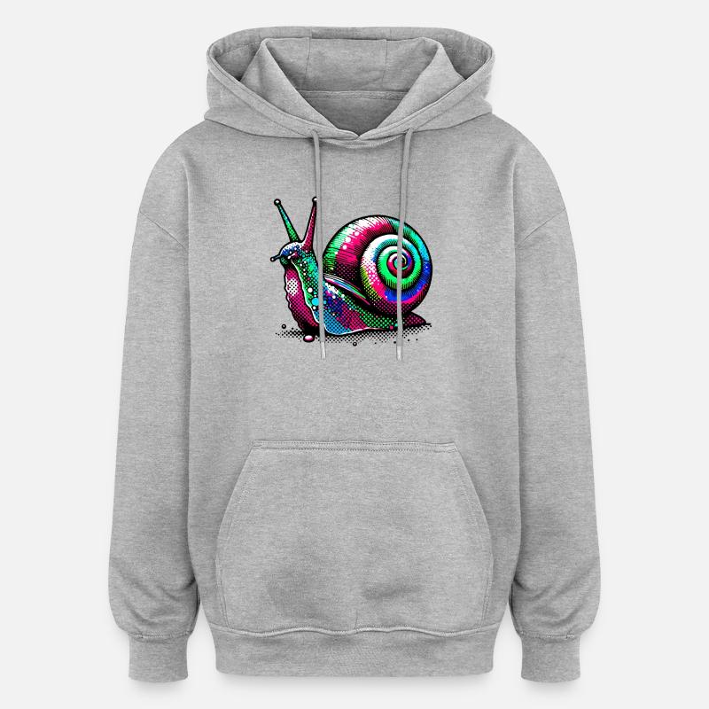 Escargot - Sweat à capuche oversize unisexe - gris chiné