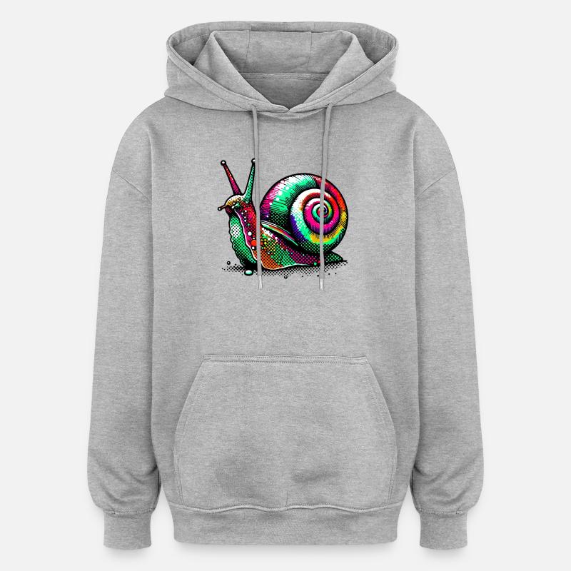 Escargot - Sweat à capuche oversize unisexe - gris chiné