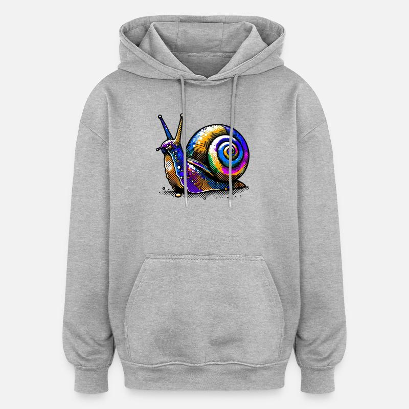 Escargot - Sweat à capuche oversize unisexe - gris chiné