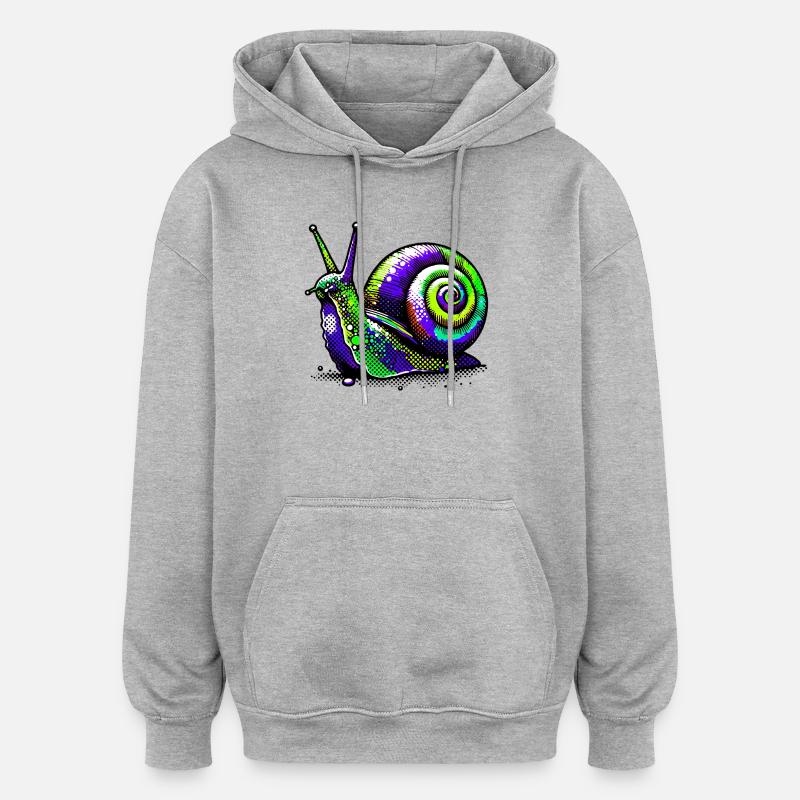 Escargot - Sweat à capuche oversize unisexe - gris chiné