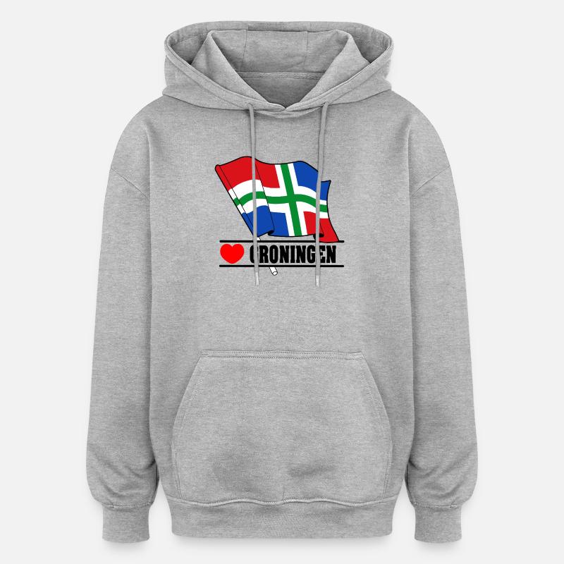 Drapeau Groningue au cœur de GRONINGEN - Sweat à capuche oversize unisexe - gris chiné
