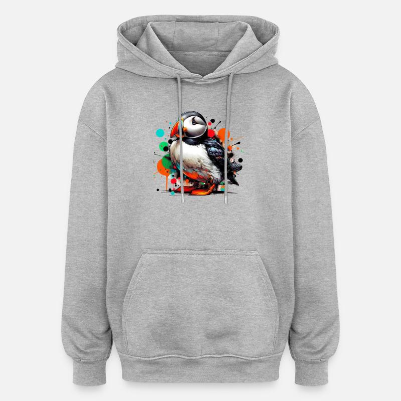 Macareux - Sweat à capuche oversize unisexe - gris chiné
