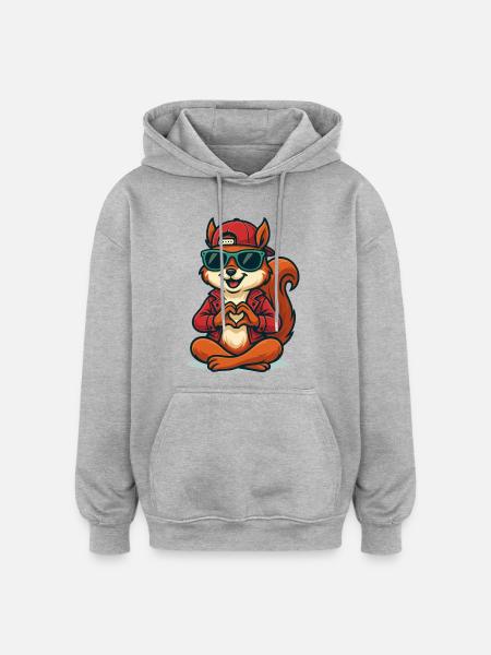 Squirrel Love Vibes - Oversized Unisex Hoodie - heather grey