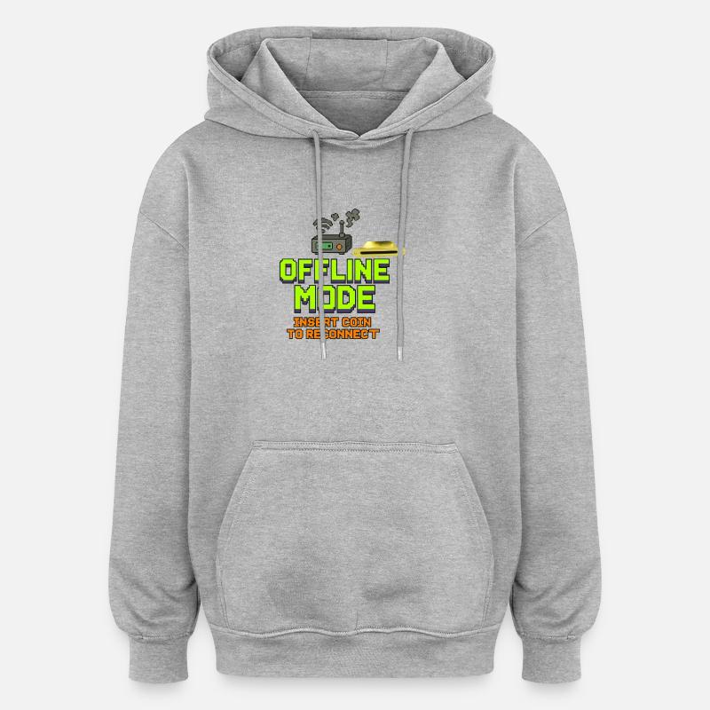 Retro-Gaming Offline-Modedesign - Oversized Unisex Hoodie - Grau meliert