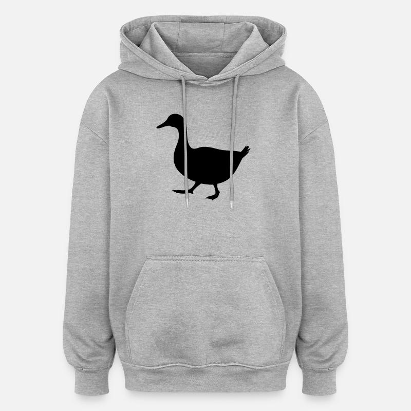 Silhouette de canard marchant - Sweat à capuche oversize unisexe - gris chiné