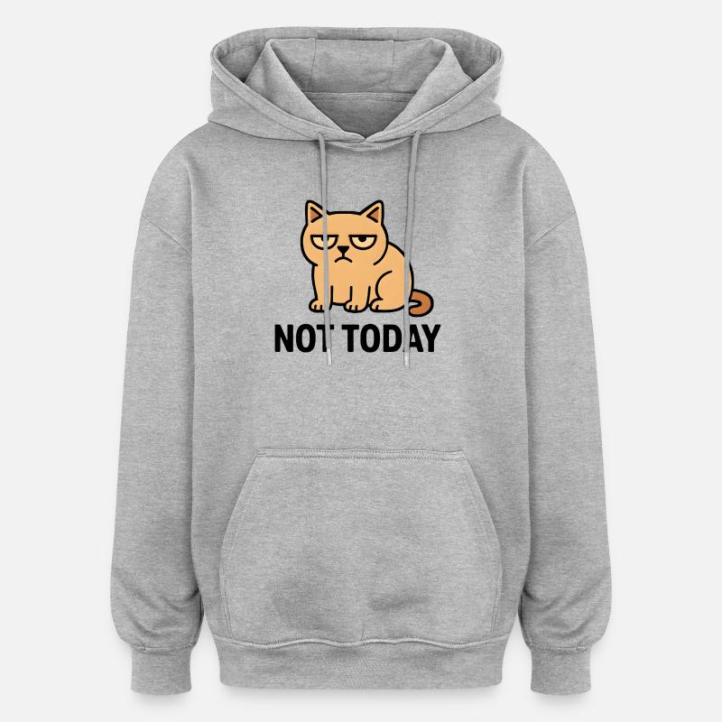 Muffelige Katzenmimik auf witzigem Gesicht - Sweat à capuche oversize unisexe - gris chiné