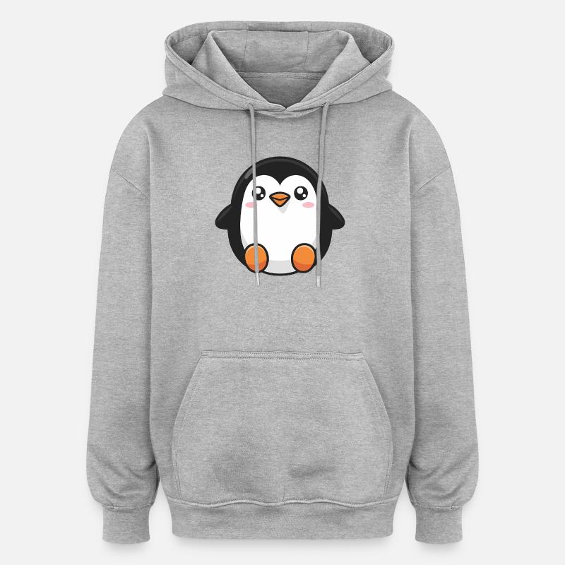 pingouin mignon - Sweat à capuche oversize unisexe - gris chiné