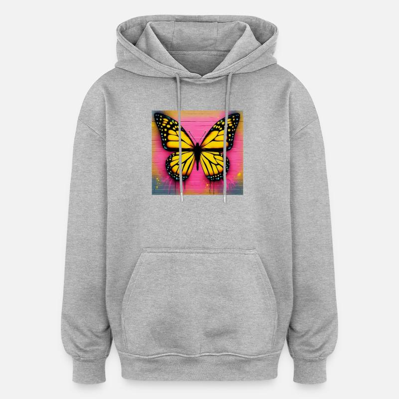 papillon - Sweat à capuche oversize unisexe - gris chiné