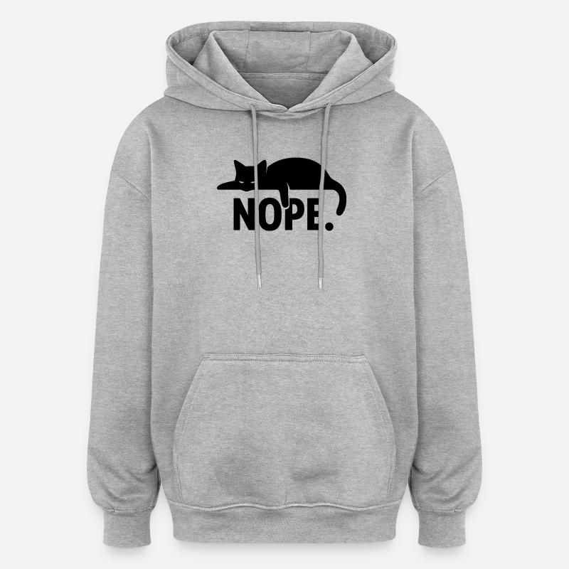 Nope Cat - Design minimal amusant - Sweat à capuche oversize unisexe - gris chiné