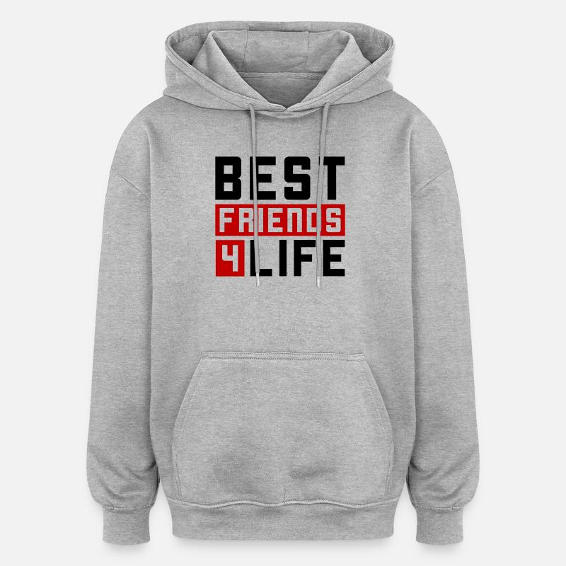 Beste Freunde Spruch Freundschaft - Oversized Unisex Hoodie - Grau meliert