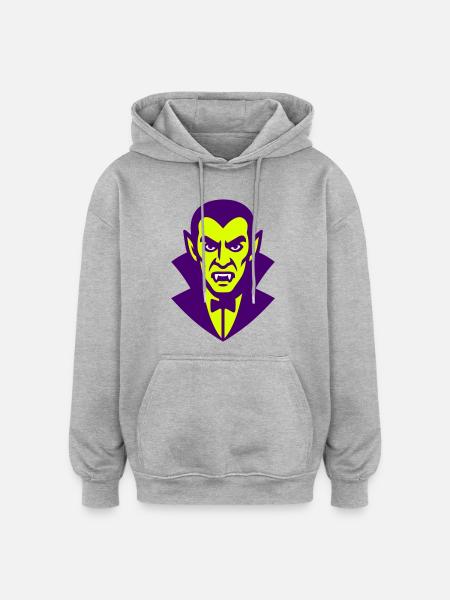 Dracula Illustration - Oversized Unisex Hoodie - heather grey
