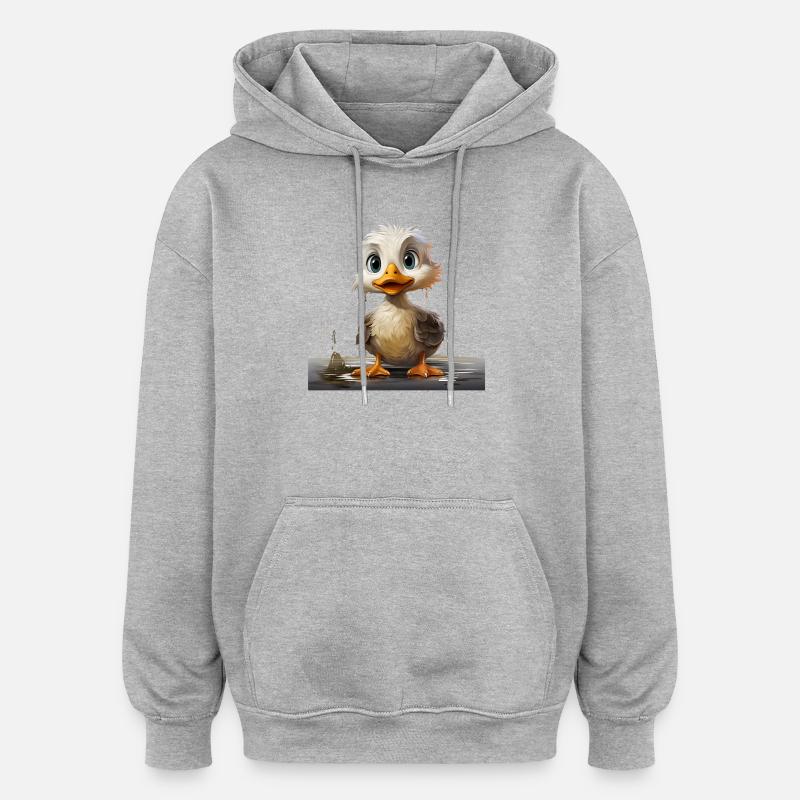 Petit canard - Sweat à capuche oversize unisexe - gris chiné