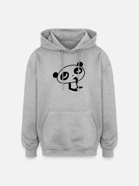 Cute Panda – Kawaii Bear & Bamboo Design - Oversized Unisex Hoodie - heather grey