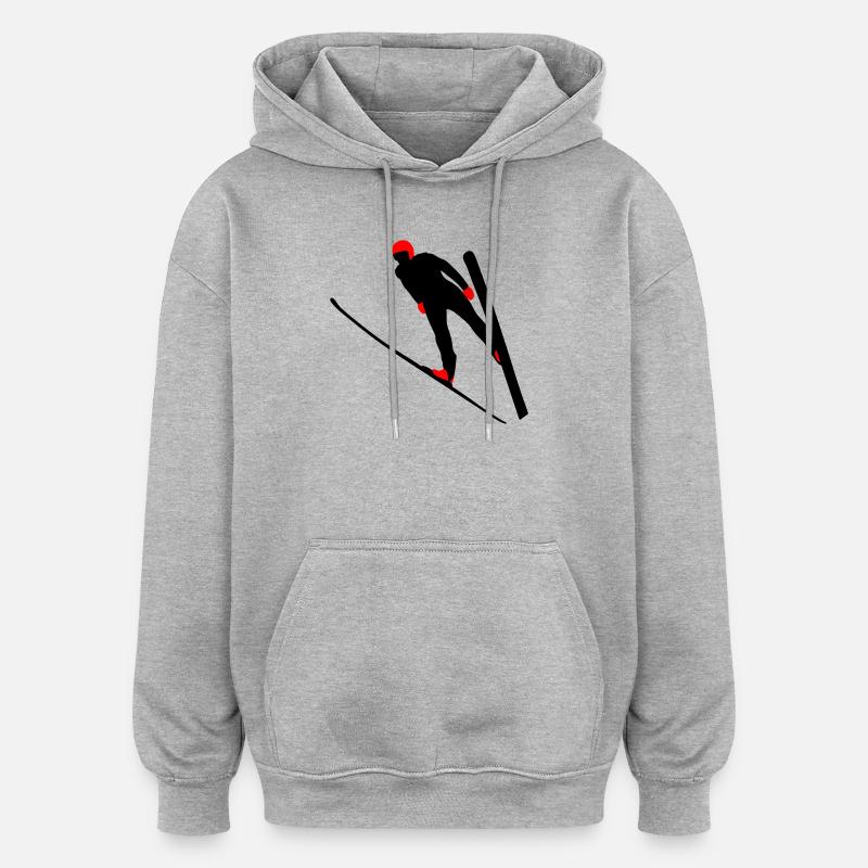 Tremplin de saut à ski - Sweat à capuche oversize unisexe - gris chiné