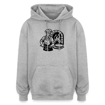 Bäcker - Oversized Unisex Hoodie - Grau meliert - Vorne - Noah (186cm)