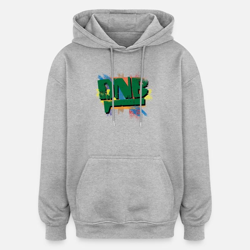 DNB Graffiti Burst - Oversized Unisex Hoodie - heather grey