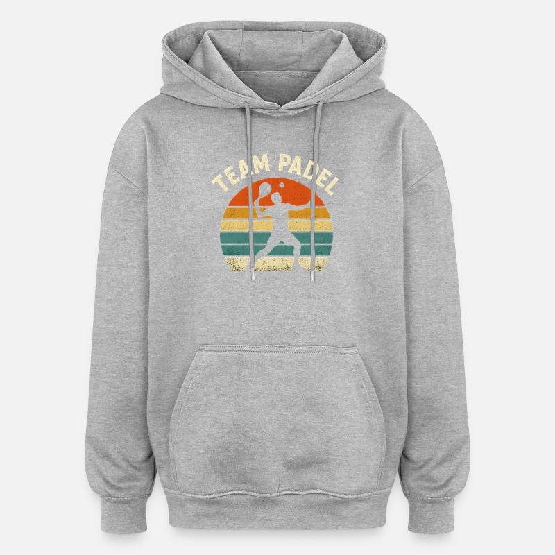 Team Padel Rétro Coucher Soleil - Sweat à capuche oversize unisexe - gris chiné