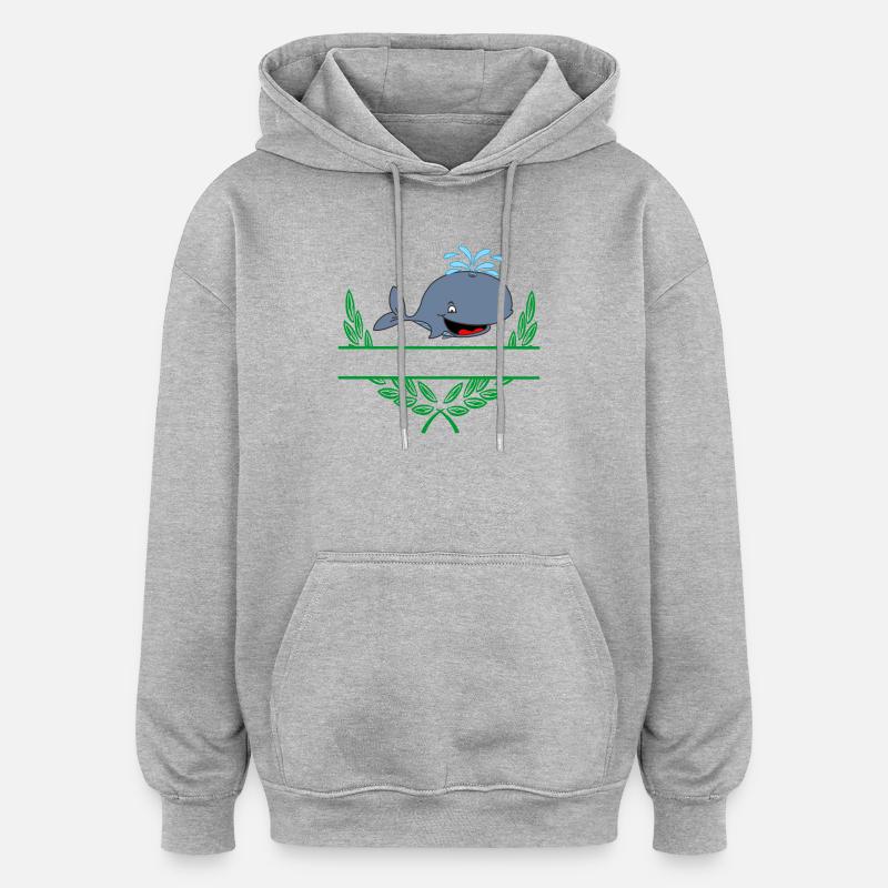 Baleine avec espace de noms - Sweat à capuche oversize unisexe - gris chiné