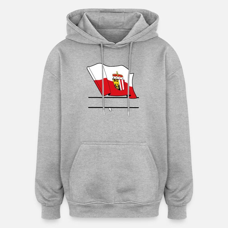 Upper Austria Flag – Text Space - Oversized Unisex Hoodie - heather grey