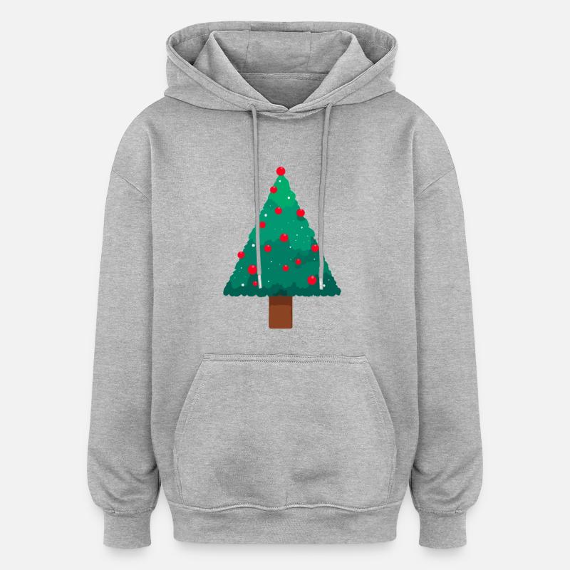 Arbre de Noël - Sweat à capuche oversize unisexe - gris chiné