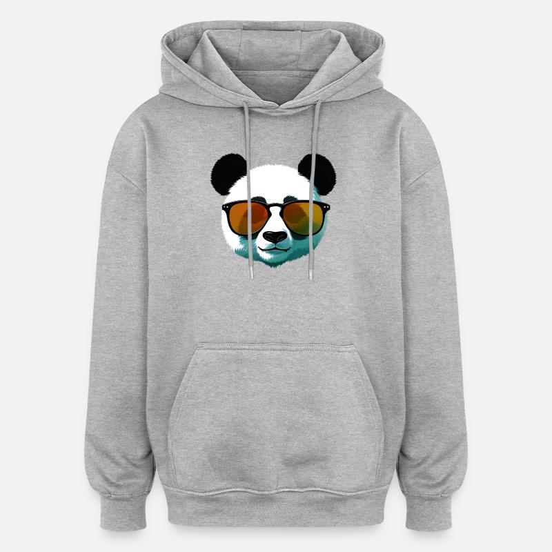 Panda mit Sonnenbrille Farbverlauf - Oversized Unisex Hoodie - Grau meliert