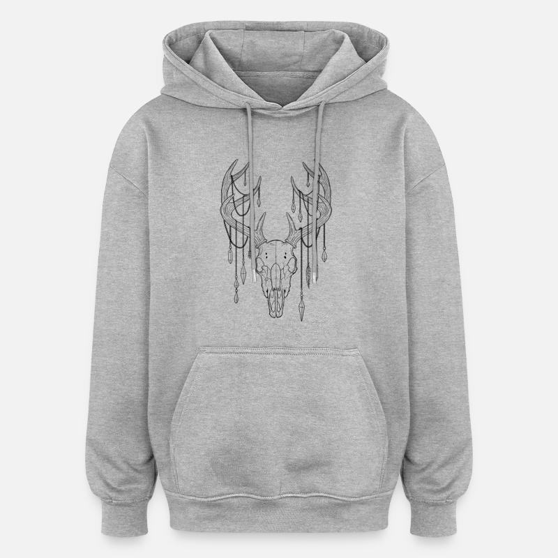 Bois de cerf avec cristaux - Sweat à capuche oversize unisexe - gris chiné