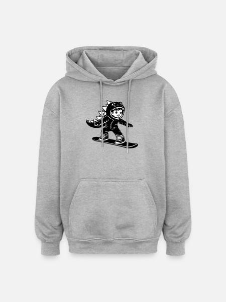 Snowboard Dragon Boy - Oversized Unisex Hoodie - heather grey