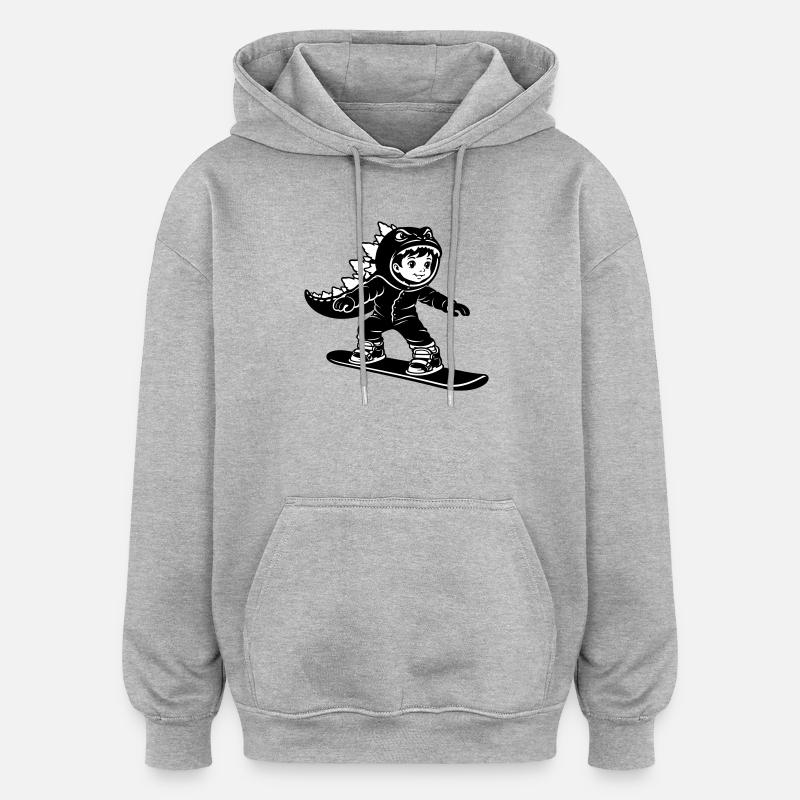 Snowboard Dragon Boy - Oversized Unisex Hoodie - heather grey