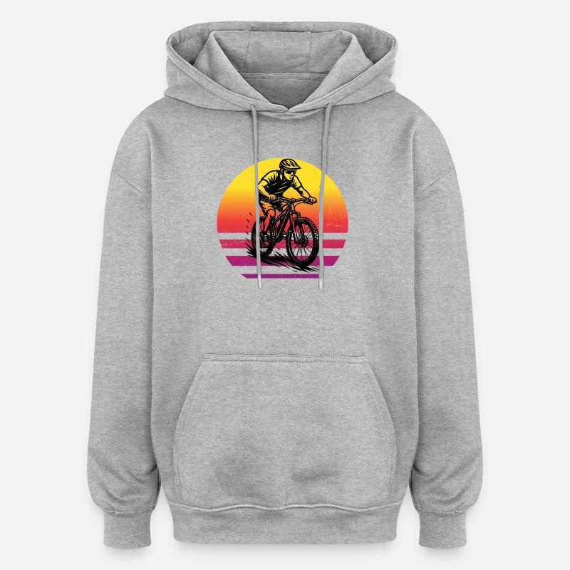 Motif emblématique du VTT - Sweat à capuche oversize unisexe - gris chiné
