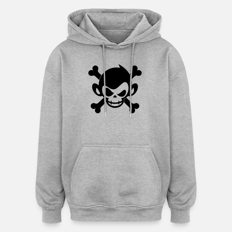 Icône du pirate singe crâne - Sweat à capuche oversize unisexe - gris chiné