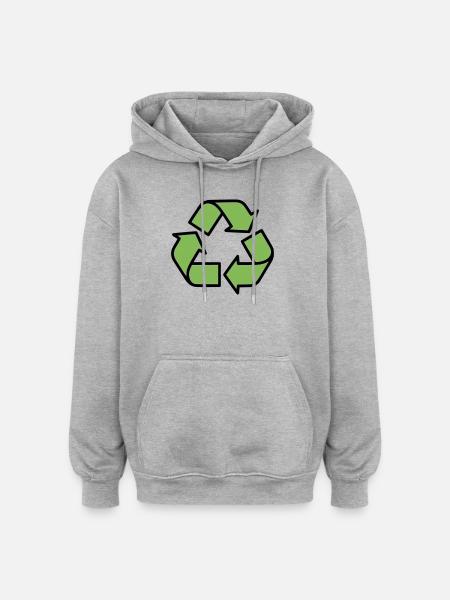  Recycling Zeichen Outline - Oversized Unisex Hoodie - Grau meliert
