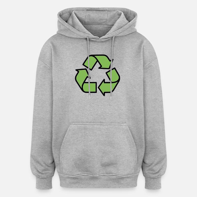 Plan du panneau de recyclage - Sweat à capuche oversize unisexe - gris chiné
