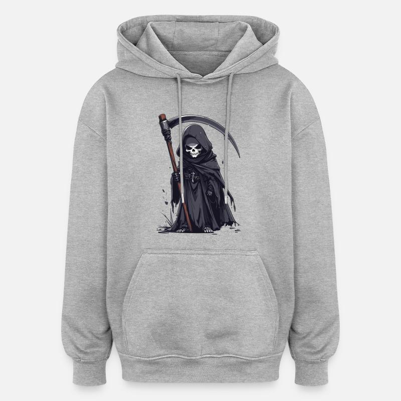 Faucheuse en robe noire - Sweat à capuche oversize unisexe - gris chiné