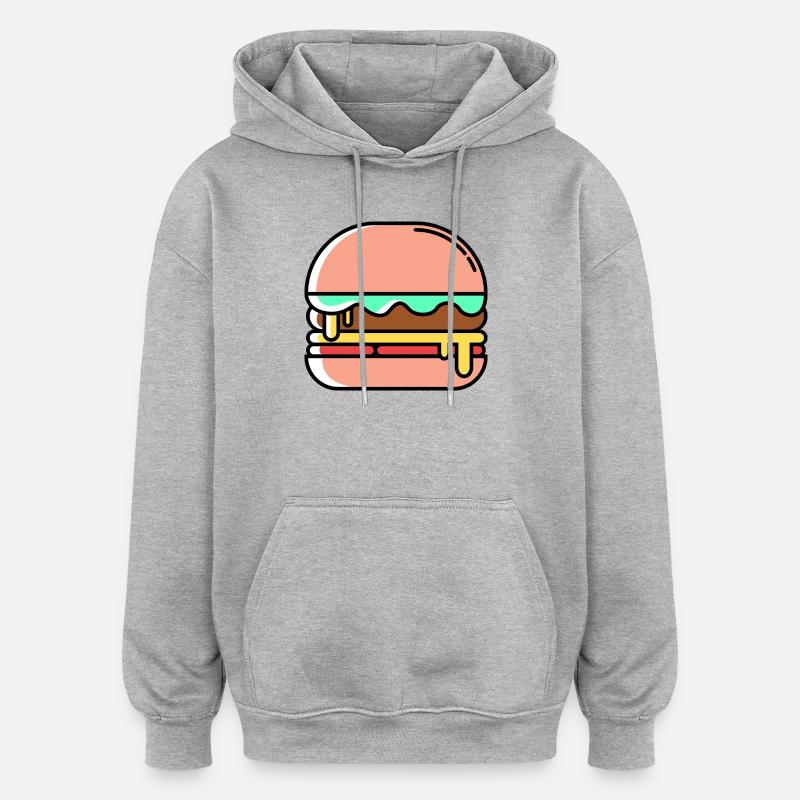 Burger Icon - Sweat à capuche oversize unisexe - gris chiné