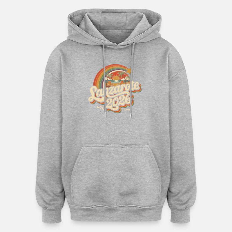 Lanzarote 2026 Beach Retro - Sweat à capuche oversize unisexe - gris chiné