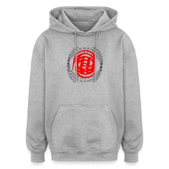 Red spiral in circular text - Oversized Unisex Hoodie - heather grey - Front - Noah (186cm)