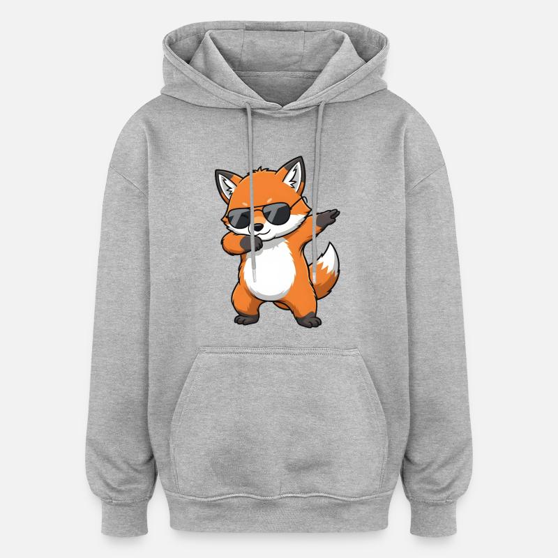Dab Fox - Sweat à capuche oversize unisexe - gris chiné